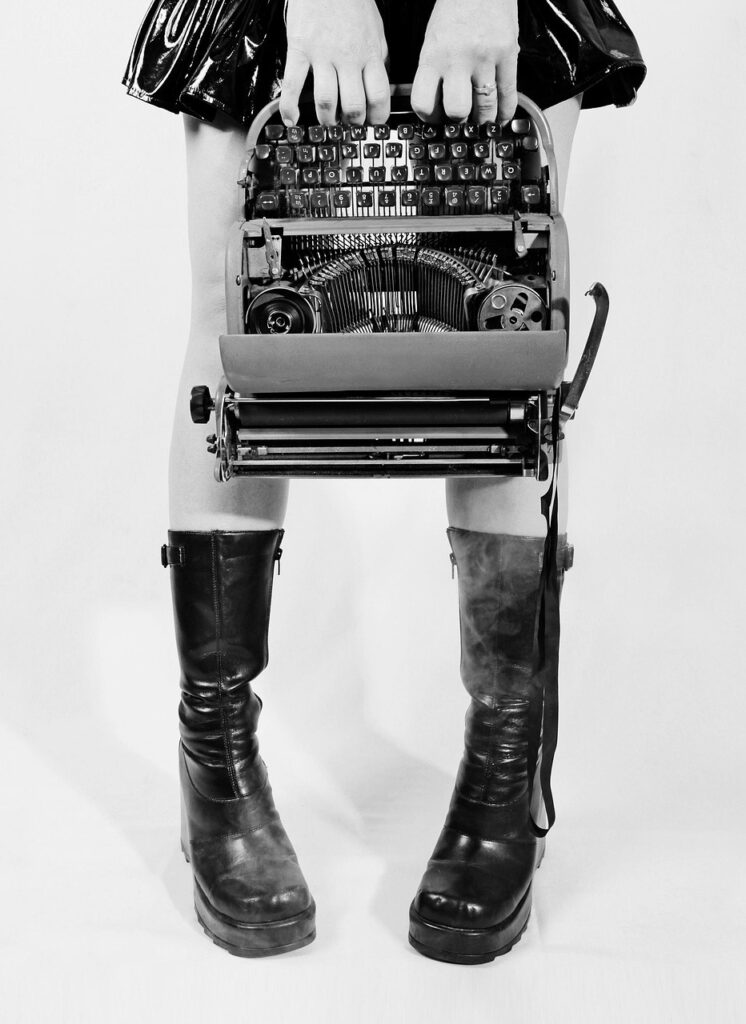 conceptual, typewriter, goth, boots, legs, ribbon, writers block, typewriter, typewriter, typewriter, typewriter, typewriter, goth, goth, writers block